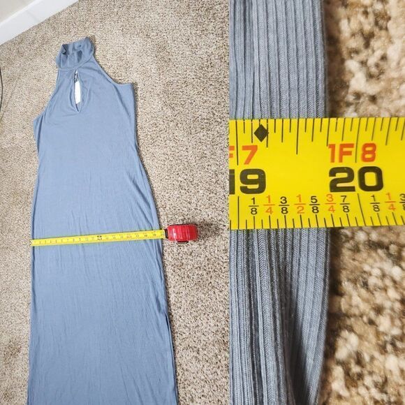 Wayf Mock Neck Midi Halter Dress Size XL Slate - Picture 10 of 13